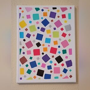 Handmade Handpainted Geometric Abstract Acrylic Painting Stretched Canvas 9x12"